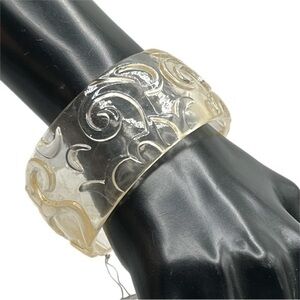 Adina | Clear Acrylic Scroll Design Bangle Bracelet New